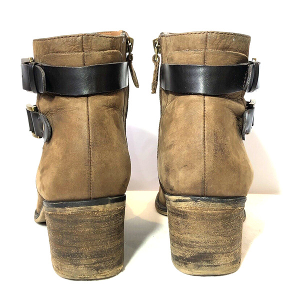 Franco Sarto Linden 2 Womens 11 Ankle Boot Brown Leather Bootie Strap Buckle - Picture 6 of 13